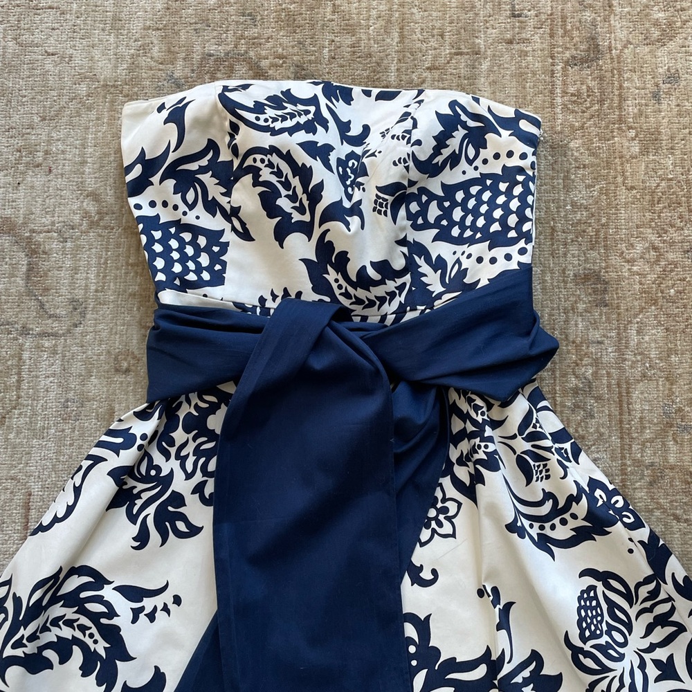 CottonSaint Tropez West Navy and White Midi Dress. Lined. - Picture 4 of 10